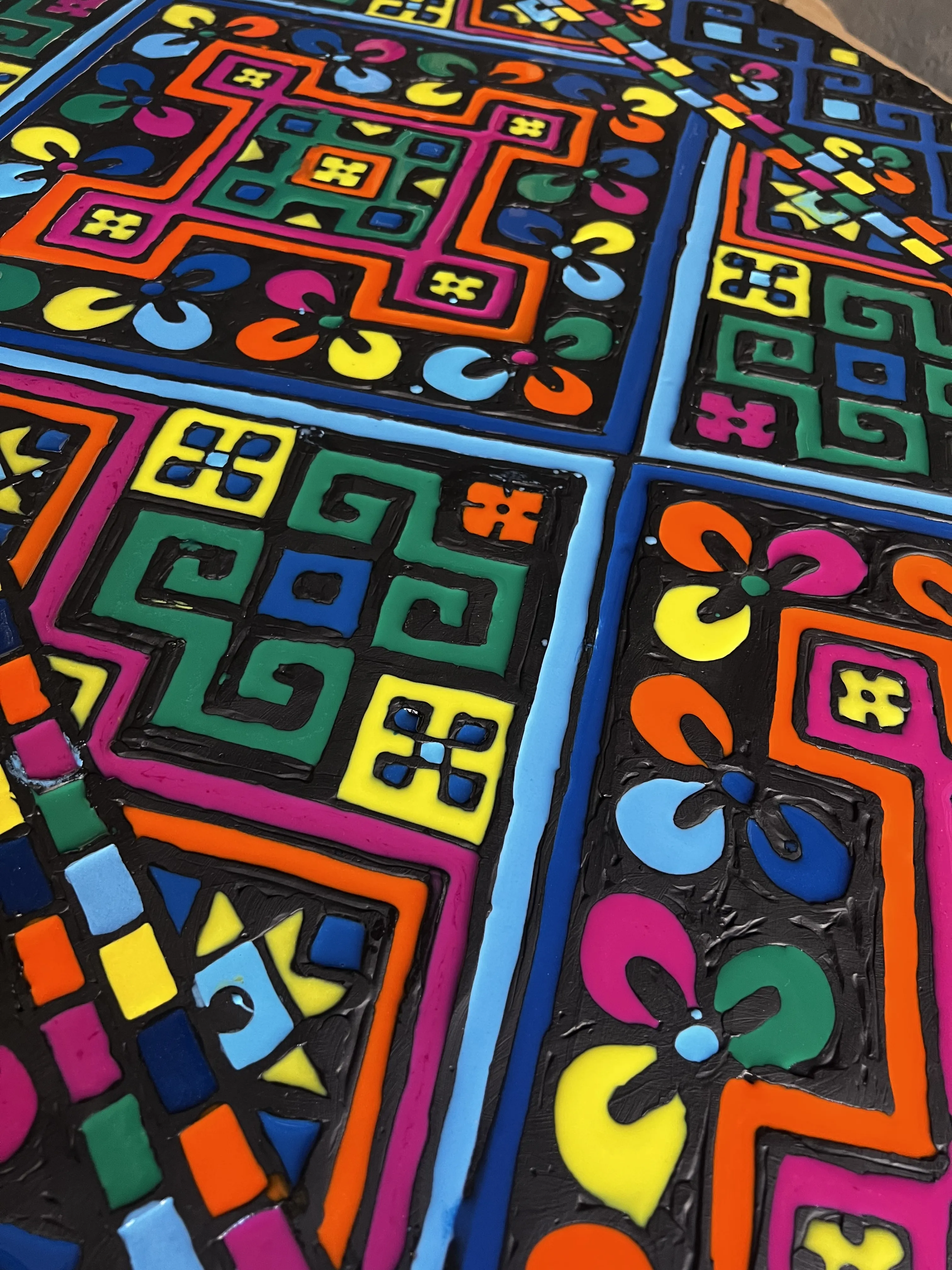 Image of Файні гени by Kateryna Zubik, size: 80x160 см, made of Мдф, текстурна паста, епоксидна смола, акрил, поталь, Mixed media medium, from Львів, Україна , part of the Файні гени вишиванка series Photo 2 of 6.