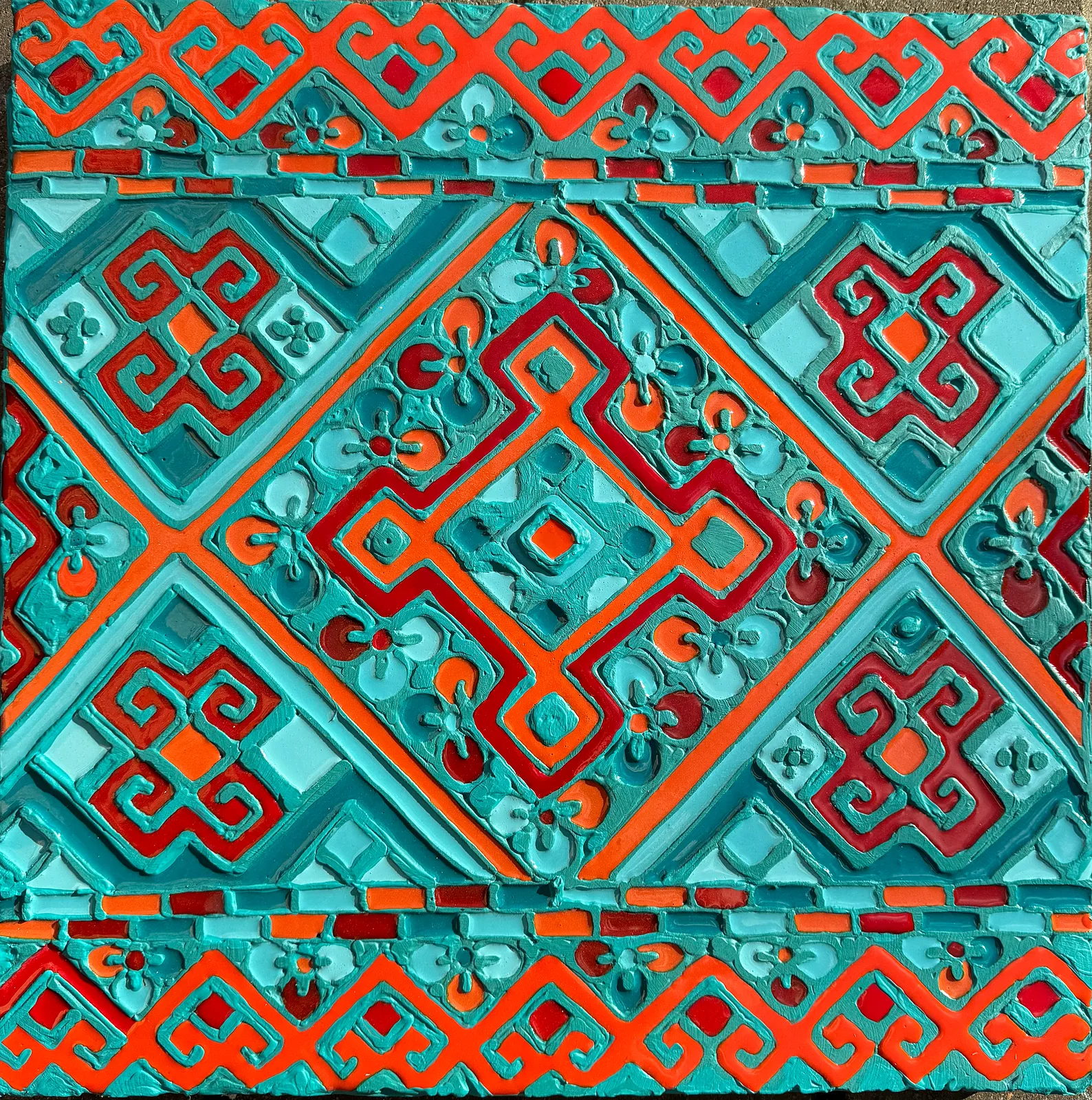 Image of Переплетіння стихій by Kateryna Zubik, size: 50х50, made of Мдф, текстурна паста, епоксидна смола, акрил, Mixed media medium, from Україна, Львів Photo 1 of 4.