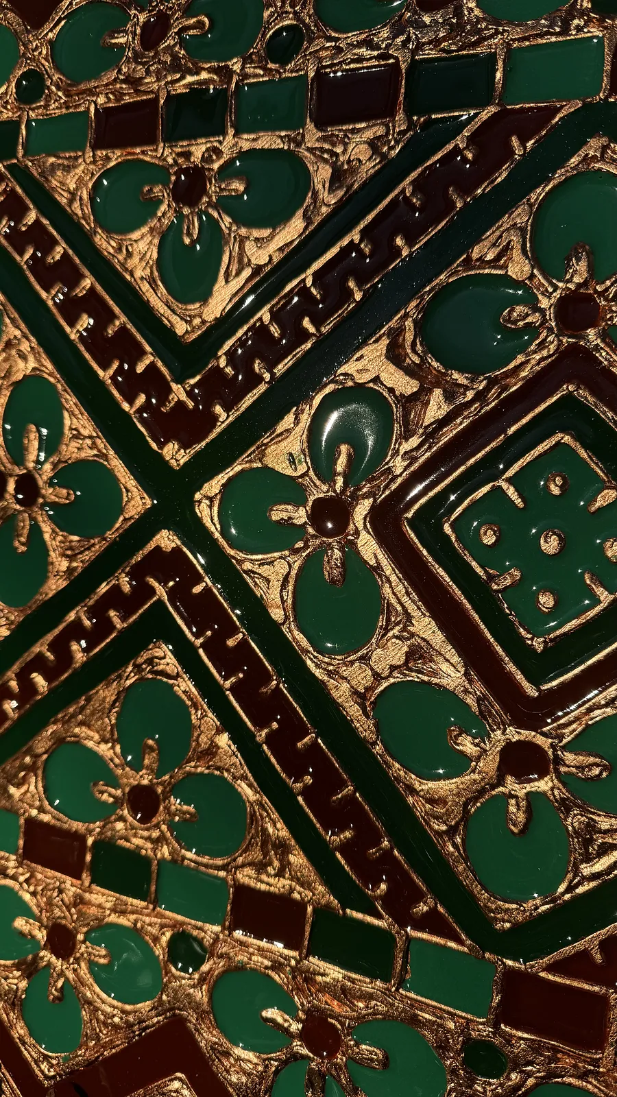 Image of Серце Карпат( квадриптих ) by Kateryna Zubik, size: 100x100, made of Мдф, текстурна паста, епоксидна смола, акрил, поталь, Mixed media medium, from Україна, Львів, part of the Файні гени вишиванка series Photo 8 of 9.