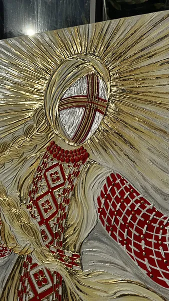 Image of Сонячна мотанка  by Kateryna Zubik, size: 150х150 см, Mixed media medium, part of the Мотанка series Photo 2 of 7.