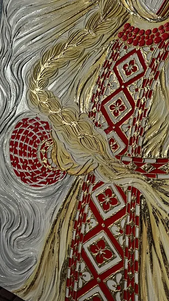 Image of Сонячна мотанка  by Kateryna Zubik, size: 150х150 см, Mixed media medium, part of the Мотанка series Photo 4 of 7.
