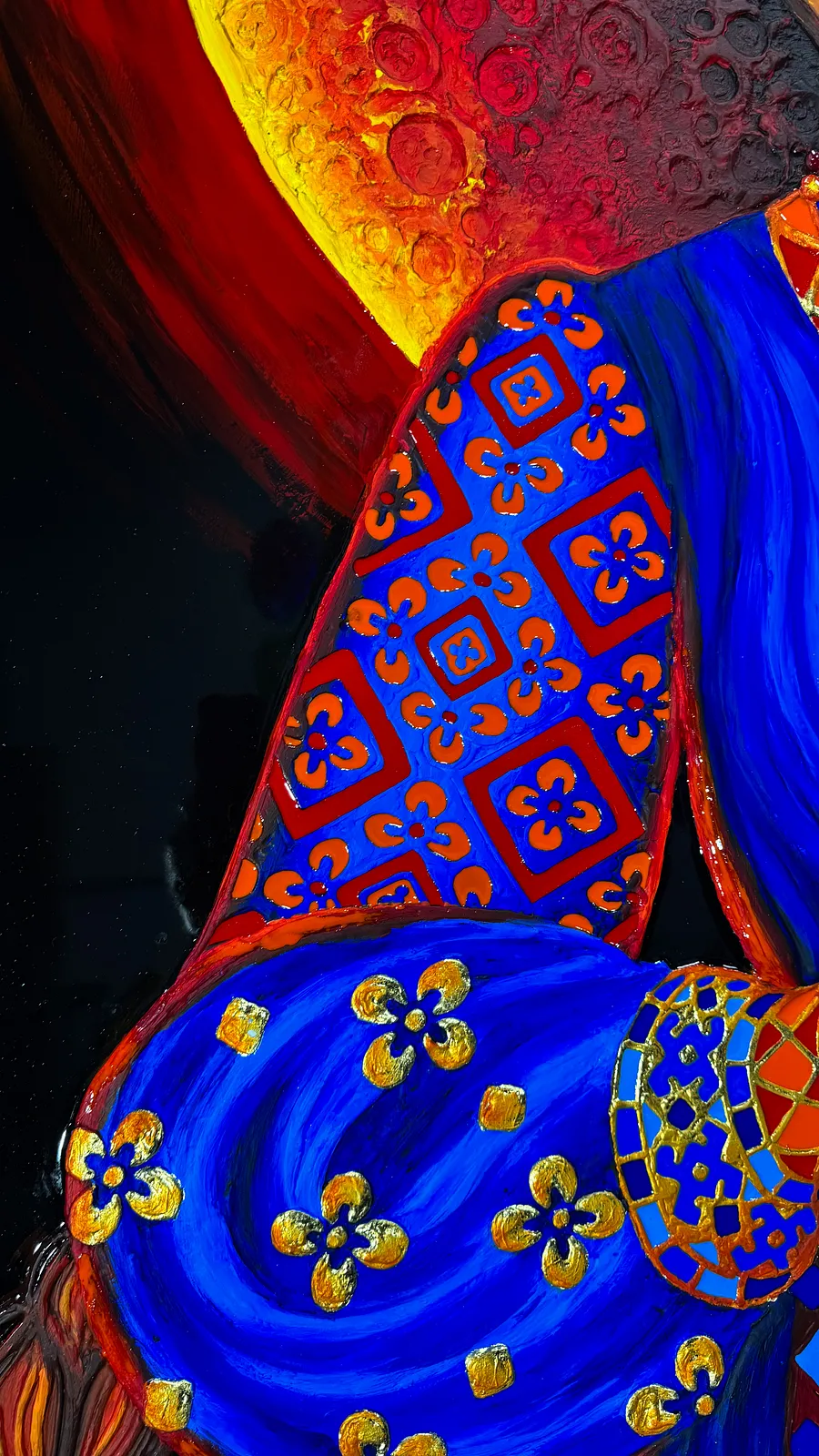 Image of Блекаут by Kateryna Zubik, size: 130х200см , made of Мдф, текстурна паста, епоксидна смола, акрил, поталь, Mixed media medium, from Україна, Львів, part of the Мотанка series Photo 6 of 10.