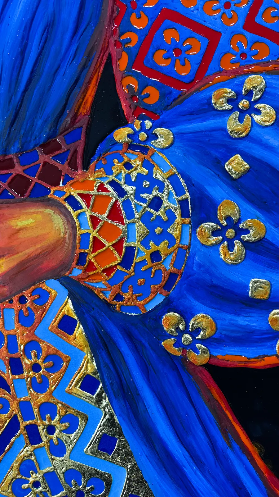 Image of Блекаут by Kateryna Zubik, size: 130х200см , made of Мдф, текстурна паста, епоксидна смола, акрил, поталь, Mixed media medium, from Україна, Львів, part of the Мотанка series Photo 7 of 10.