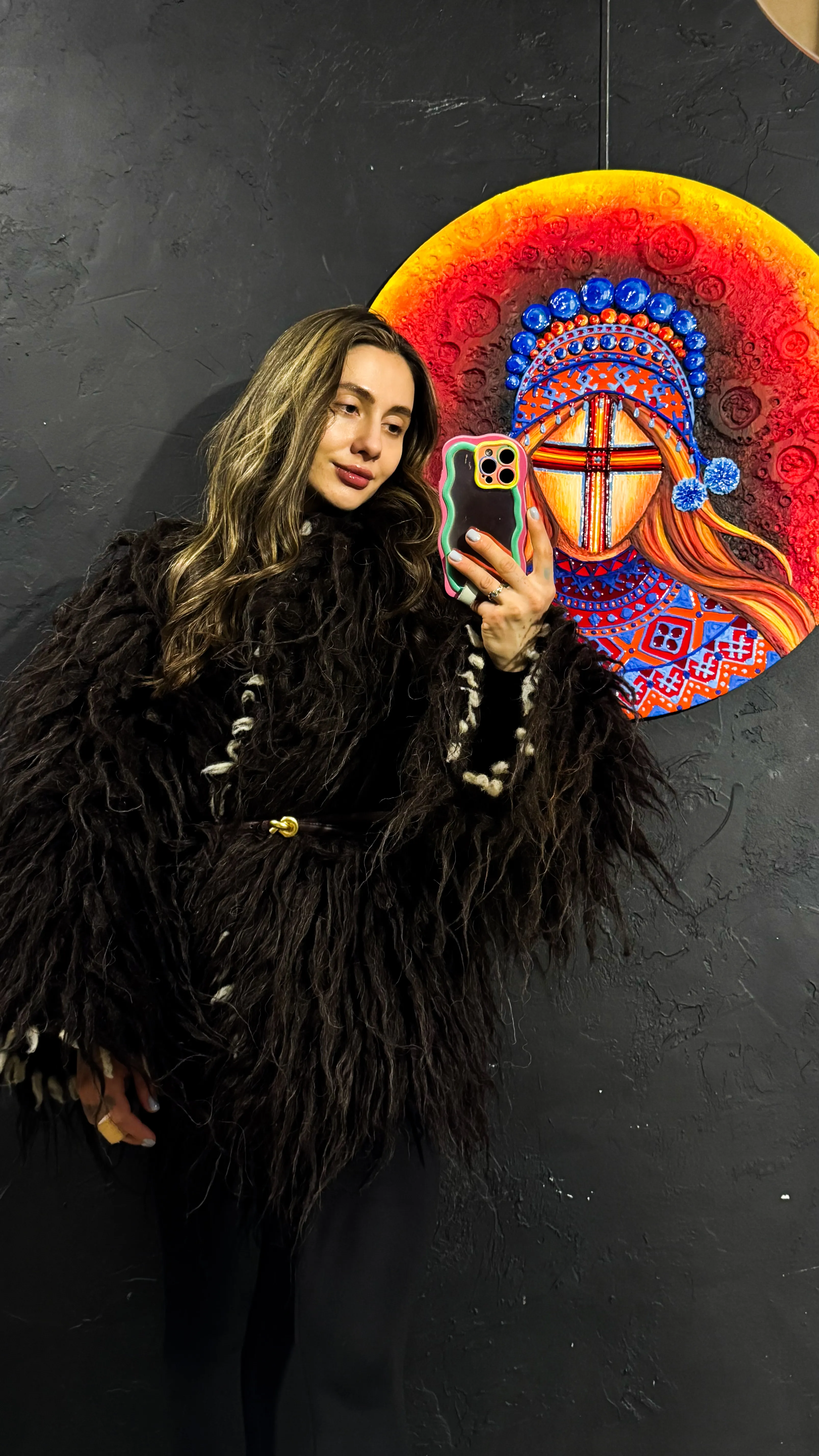 Image of Ніч нескорених by Kateryna Zubik, size: 70 см круг , made of Мдф, текстурна паста, епоксидна смола, акрил, Mixed media medium, from Україна, Львів, part of the Мотанка series Photo 2 of 5.