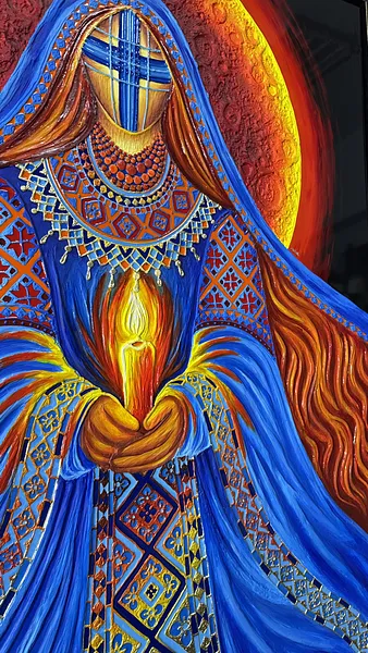 Зображення "Енергія незламної " від Катерина Зубік, розмір: 140х190 см , матеріали: Мдф, текстурна паста, епоксидна смола, акрил, поталь, медіум: Мішана техніка, місто: Україна, Львів , серія: Мотанка Фото 7 з 7.
