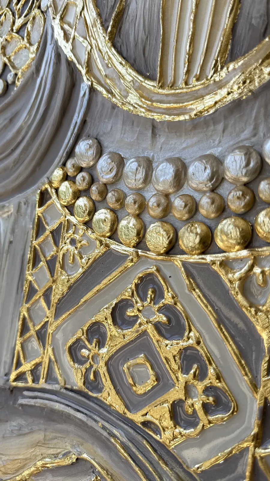 Image of Світло крізь грозу  by Kateryna Zubik, size: 110х140 см , made of Мдф, текстурна паста, епоксидна смола, акрил, поталь, Mixed media medium, from Украіна, Львів, part of the Мотанка series Photo 5 of 16.