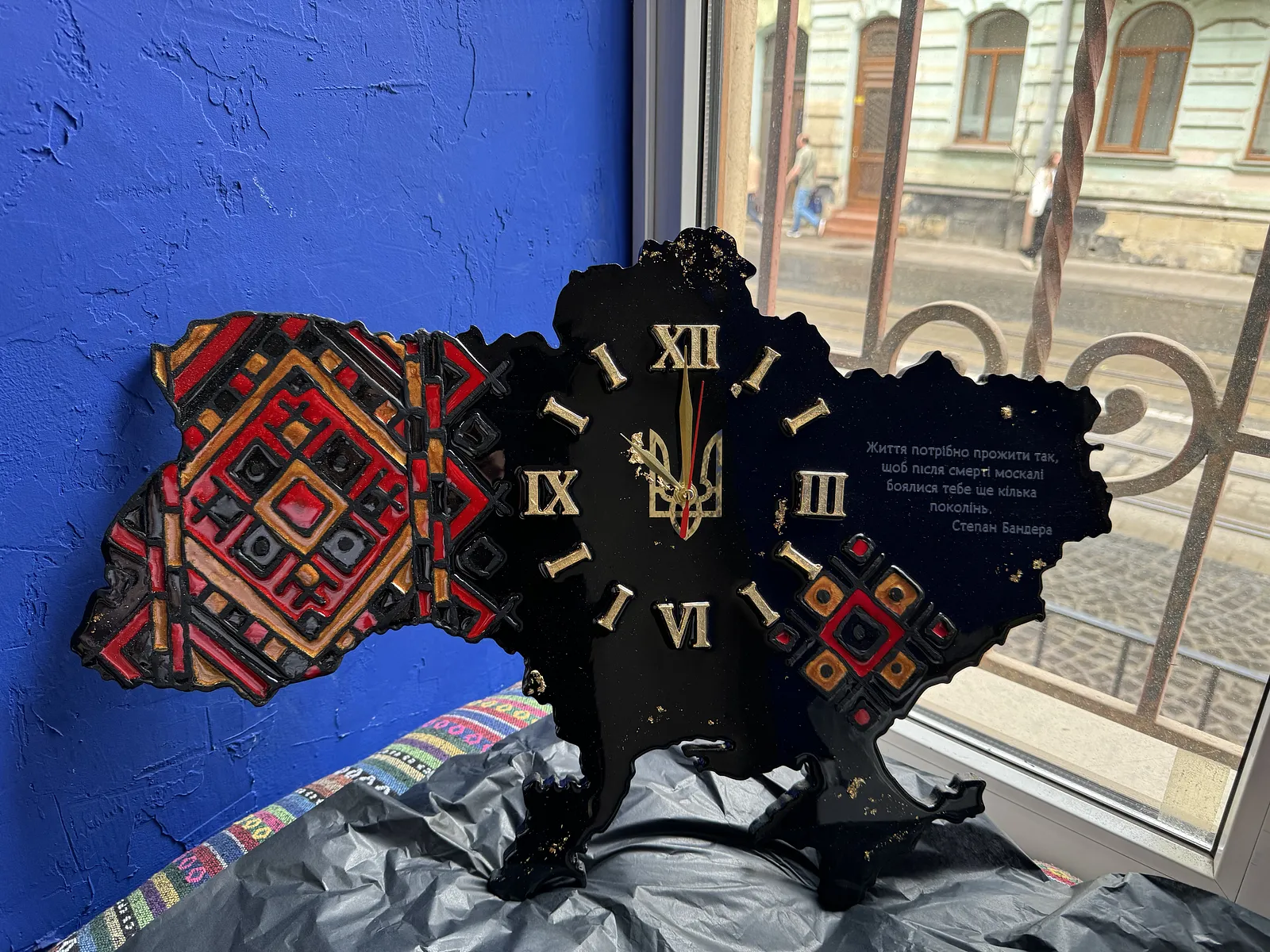 Image of Файний годинник by Kateryna Zubik, size: 40х60, made of Мдф, текстурна паста,епоксидна смола, акрил, поталь, годинникова система, стікери, Mixed media medium, from Україна, Львів, part of the файний годинник series, priced at $200 (≈ 8,960 грн) Photo 5 of 17.