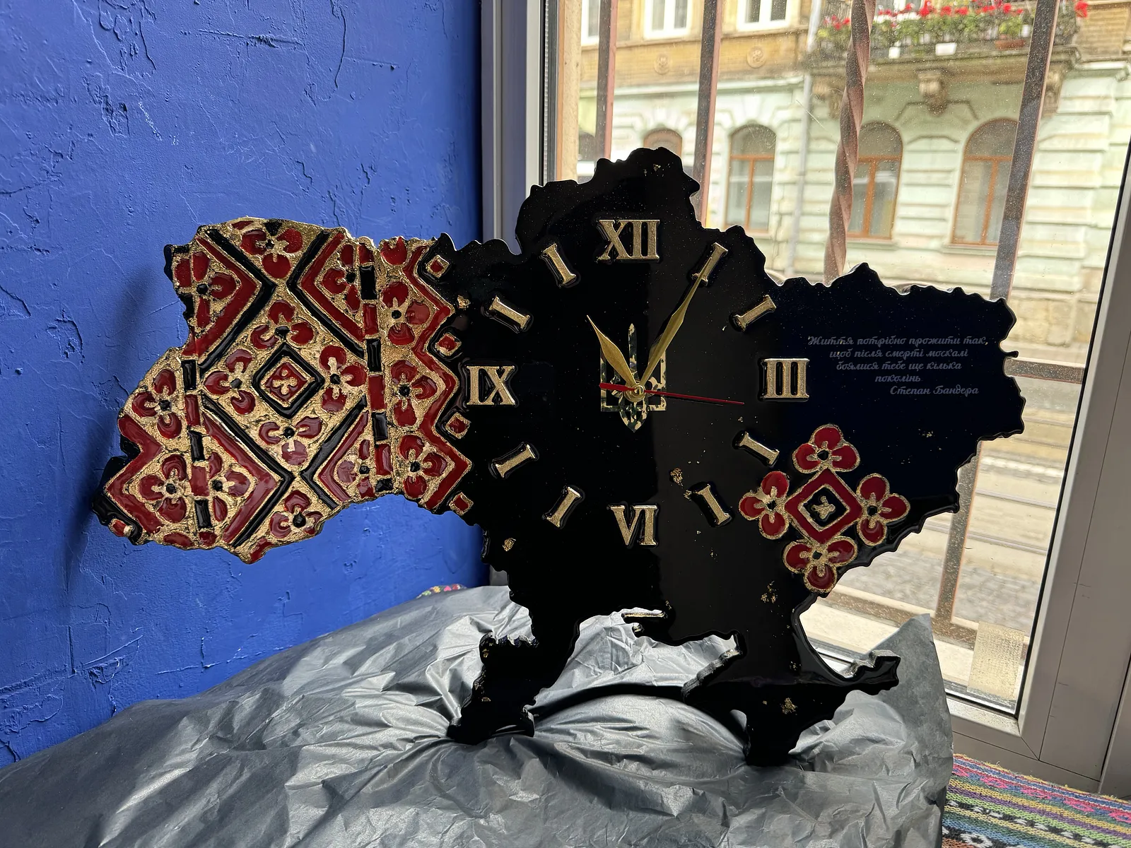 Image of Файний годинник by Kateryna Zubik, size: 40х60, made of Мдф, текстурна паста,епоксидна смола, акрил, поталь, годинникова система, стікери, Mixed media medium, from Україна, Львів, part of the файний годинник series, priced at $200 (≈ 8,960 грн) Photo 7 of 17.