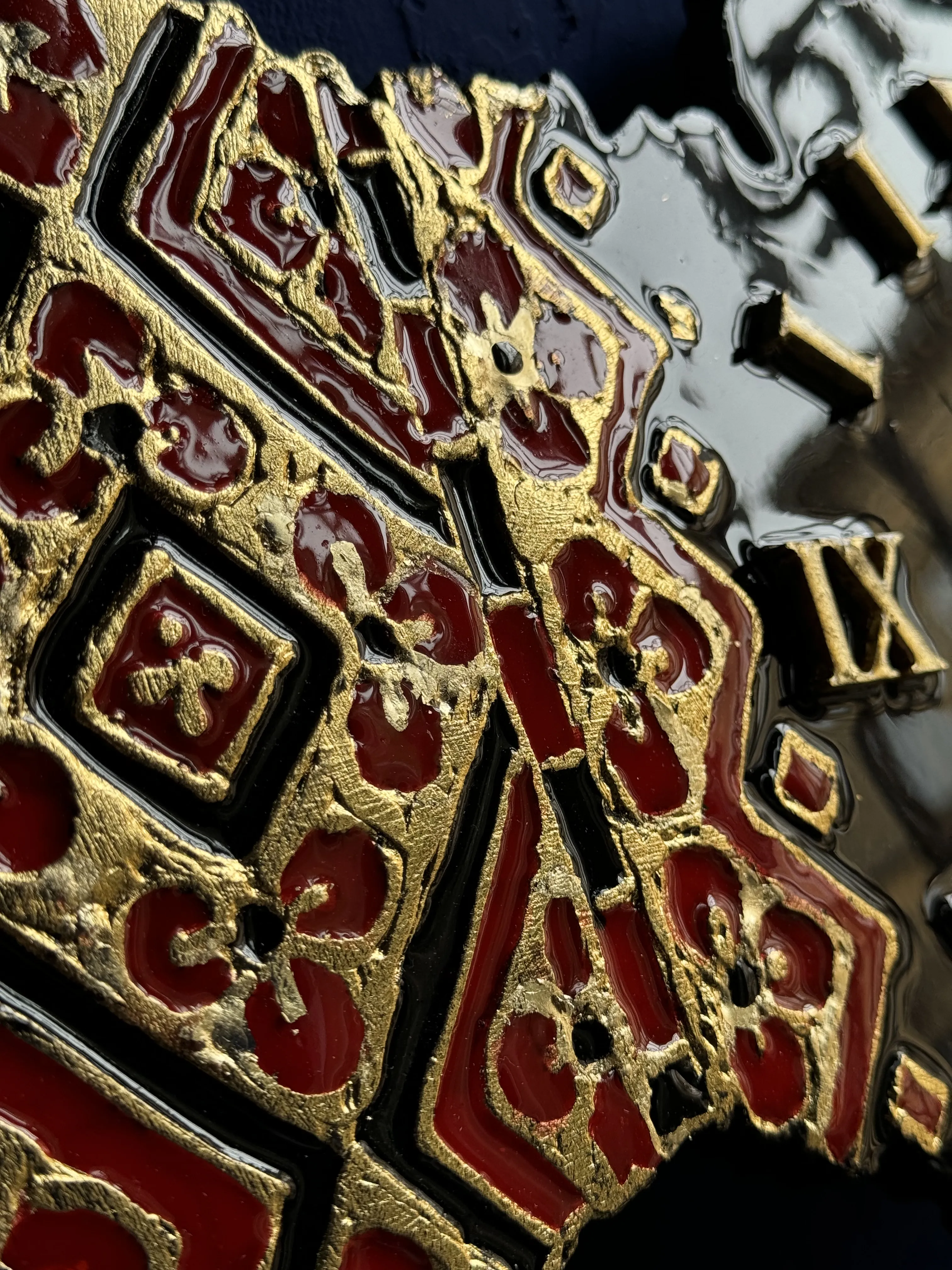 Image of Файний годинник by Kateryna Zubik, size: 40х60, made of Мдф, текстурна паста,епоксидна смола, акрил, поталь, годинникова система, стікери, Mixed media medium, from Україна, Львів, part of the файний годинник series, priced at $200 (≈ 8,960 грн) Photo 12 of 17.