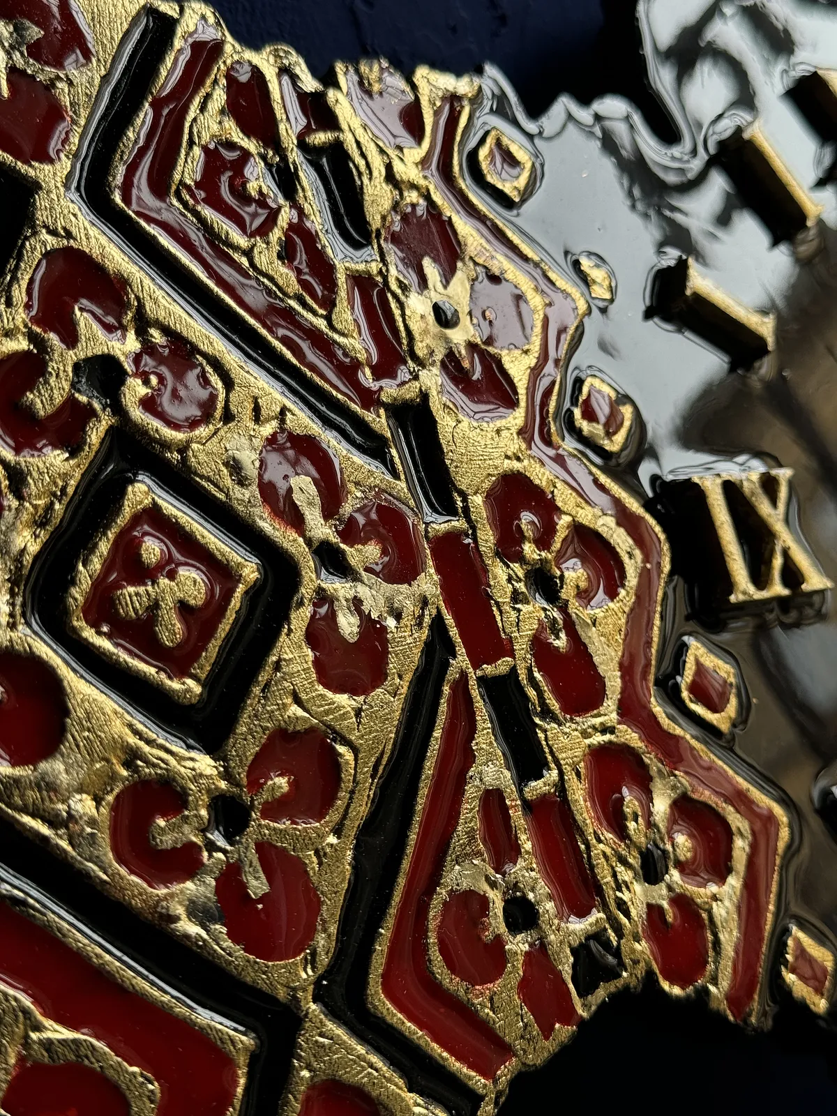 Image of Файний годинник by Kateryna Zubik, size: 40х60, made of Мдф, текстурна паста,епоксидна смола, акрил, поталь, годинникова система, стікери, Mixed media medium, from Україна, Львів, part of the файний годинник series, priced at $200 (≈ 8,960 грн) Photo 12 of 17.