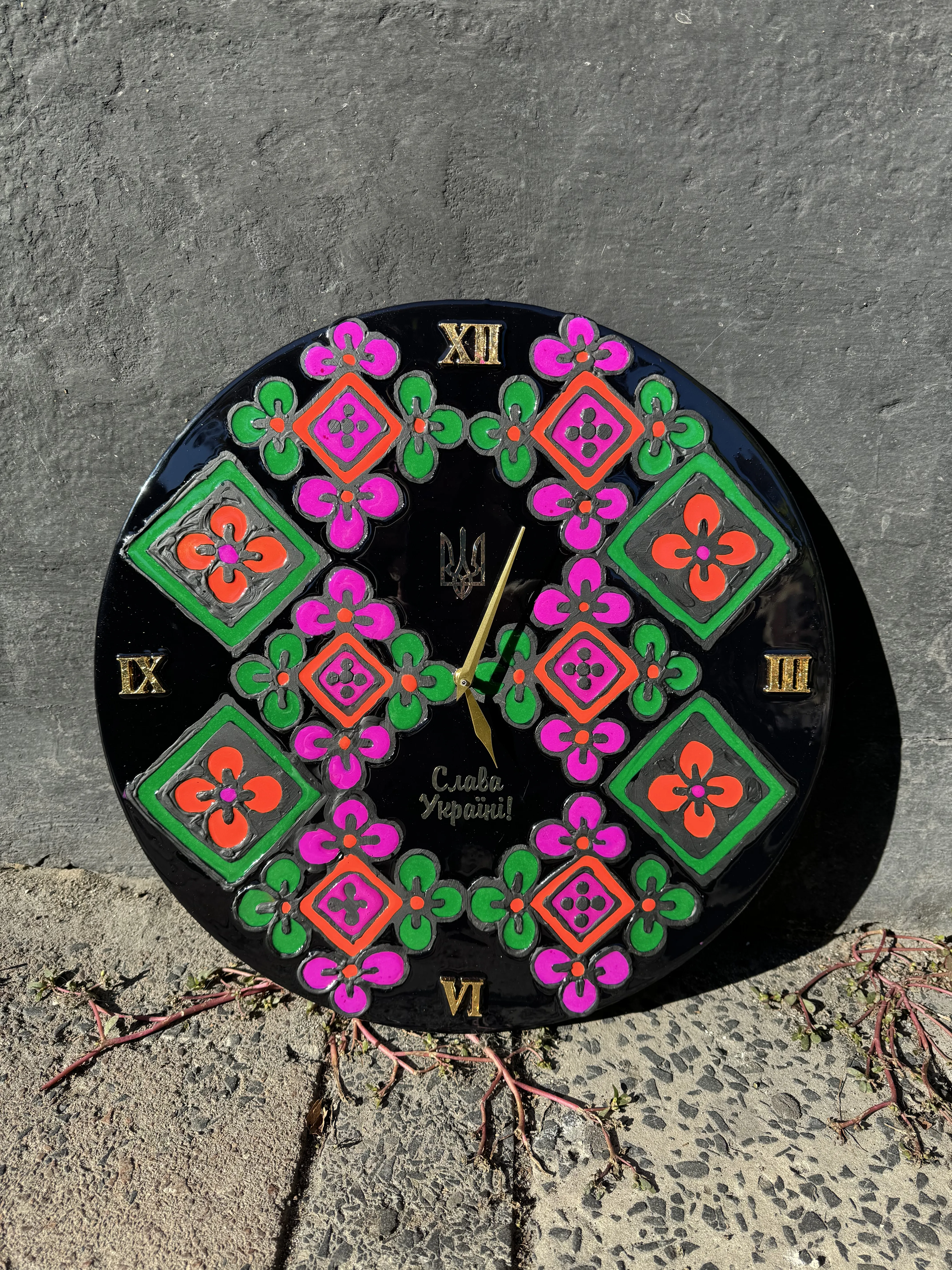 Image of Файний годинник by Kateryna Zubik, size: 50 см, made of Мдф, епоксидна смола,текстурна паста,акрил, годинникова система, стікери, Mixed media medium, from Україна,Львів, part of the файний годинник series, priced at $200 (≈ 8,960 грн) Photo 3 of 7.