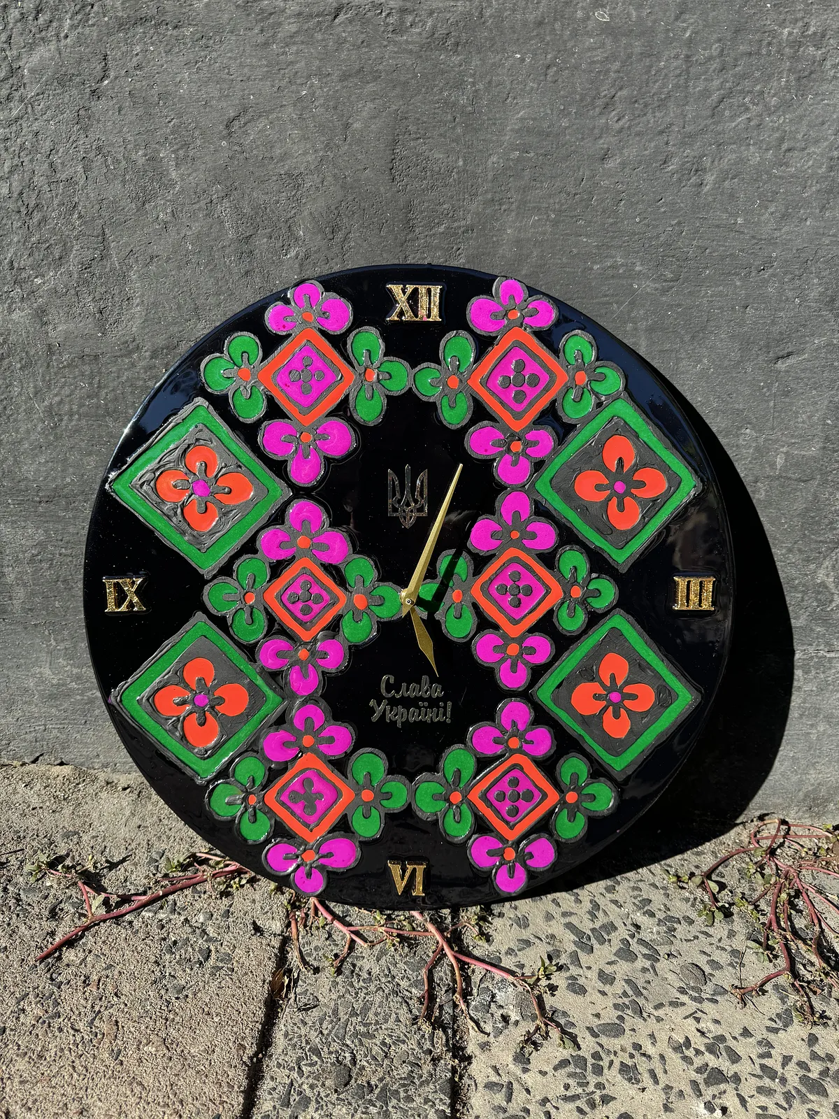 Image of Файний годинник by Kateryna Zubik, size: 50 см, made of Мдф, епоксидна смола,текстурна паста,акрил, годинникова система, стікери, Mixed media medium, from Україна,Львів, part of the файний годинник series, priced at $200 (≈ 8,960 грн) Photo 3 of 7.