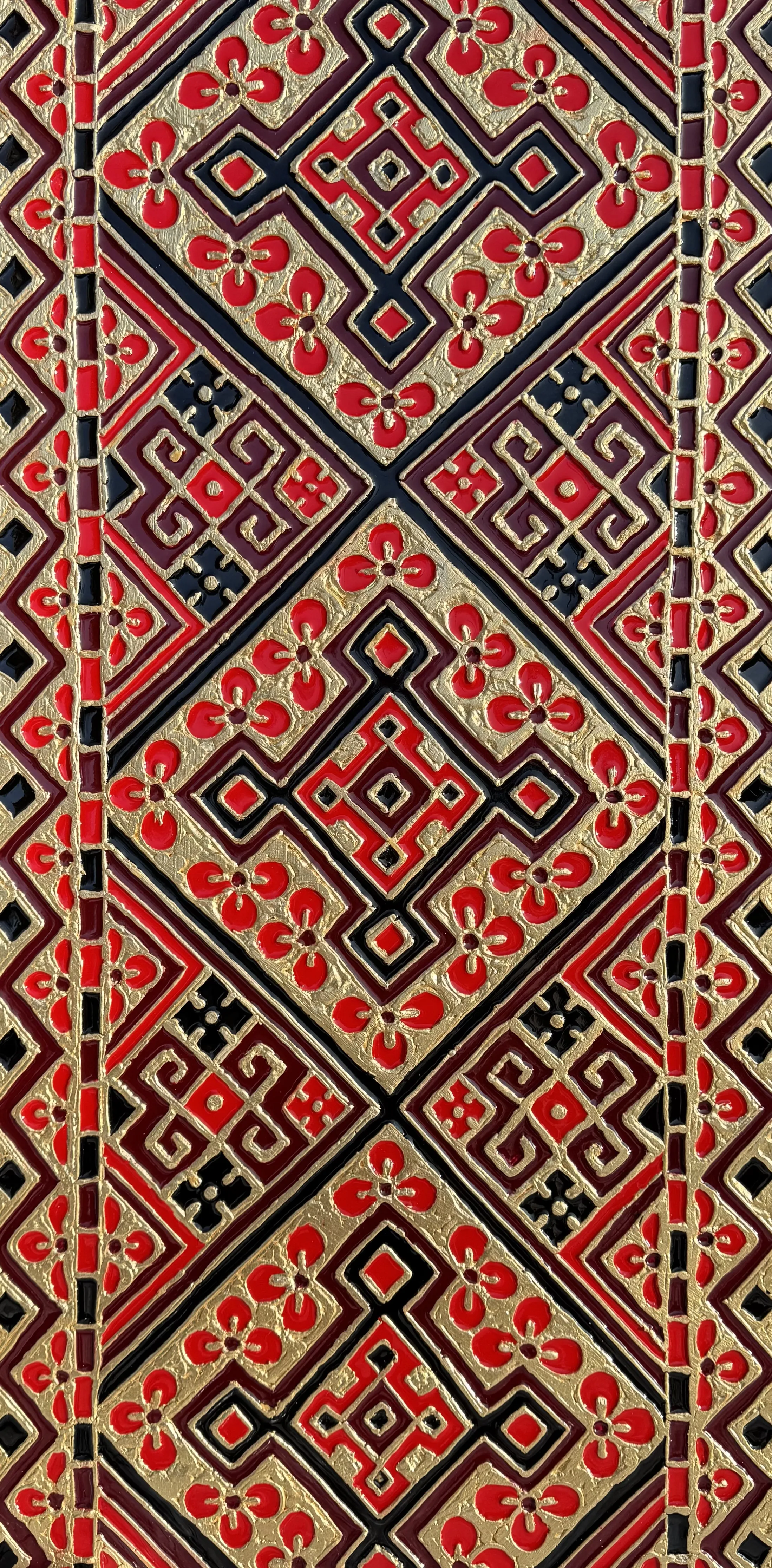 Image of Файні гени  by Kateryna Zubik, size: 50х100 см , made of Мдф, текстурна паста, епоксидна смола, акрил, поталь, Mixed media medium, from Україна, Львів, part of the Файні гени вишиванка series, priced at $600 (≈ 26,881 грн) Photo 1 of 5.