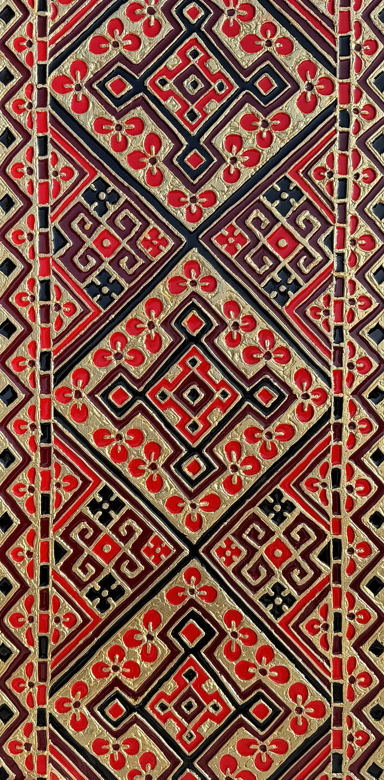 Image of Файні гени  by Kateryna Zubik, size: 50х100 см , made of Мдф, текстурна паста, епоксидна смола, акрил, поталь, Mixed media medium, from Україна, Львів, part of the Файні гени вишиванка series, priced at $600 (≈ 26,881 грн) Photo 1 of 5.