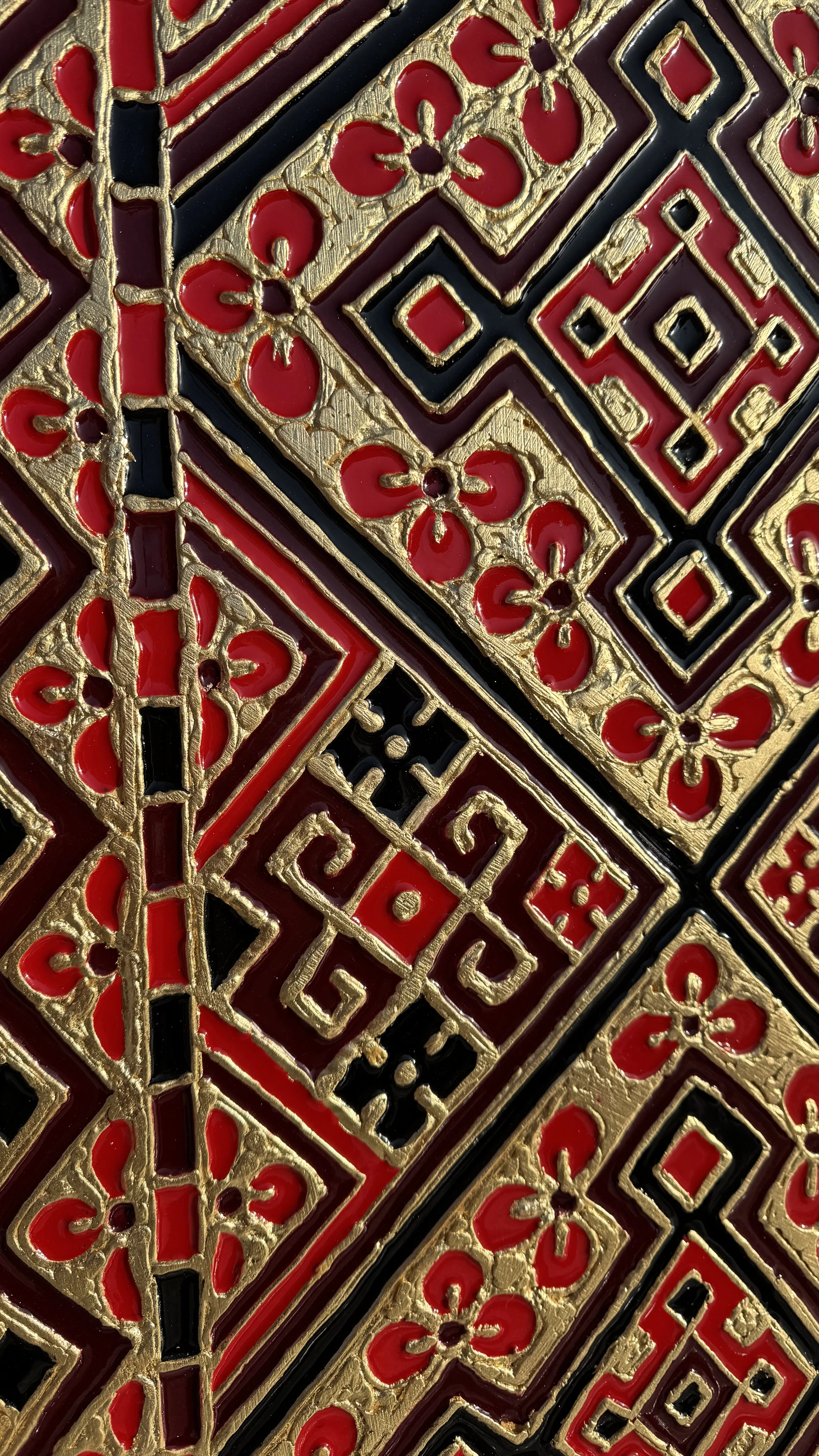 Image of Файні гени  by Kateryna Zubik, size: 50х100 см , made of Мдф, текстурна паста, епоксидна смола, акрил, поталь, Mixed media medium, from Україна, Львів, part of the Файні гени вишиванка series, priced at $600 (≈ 26,881 грн) Photo 3 of 5.