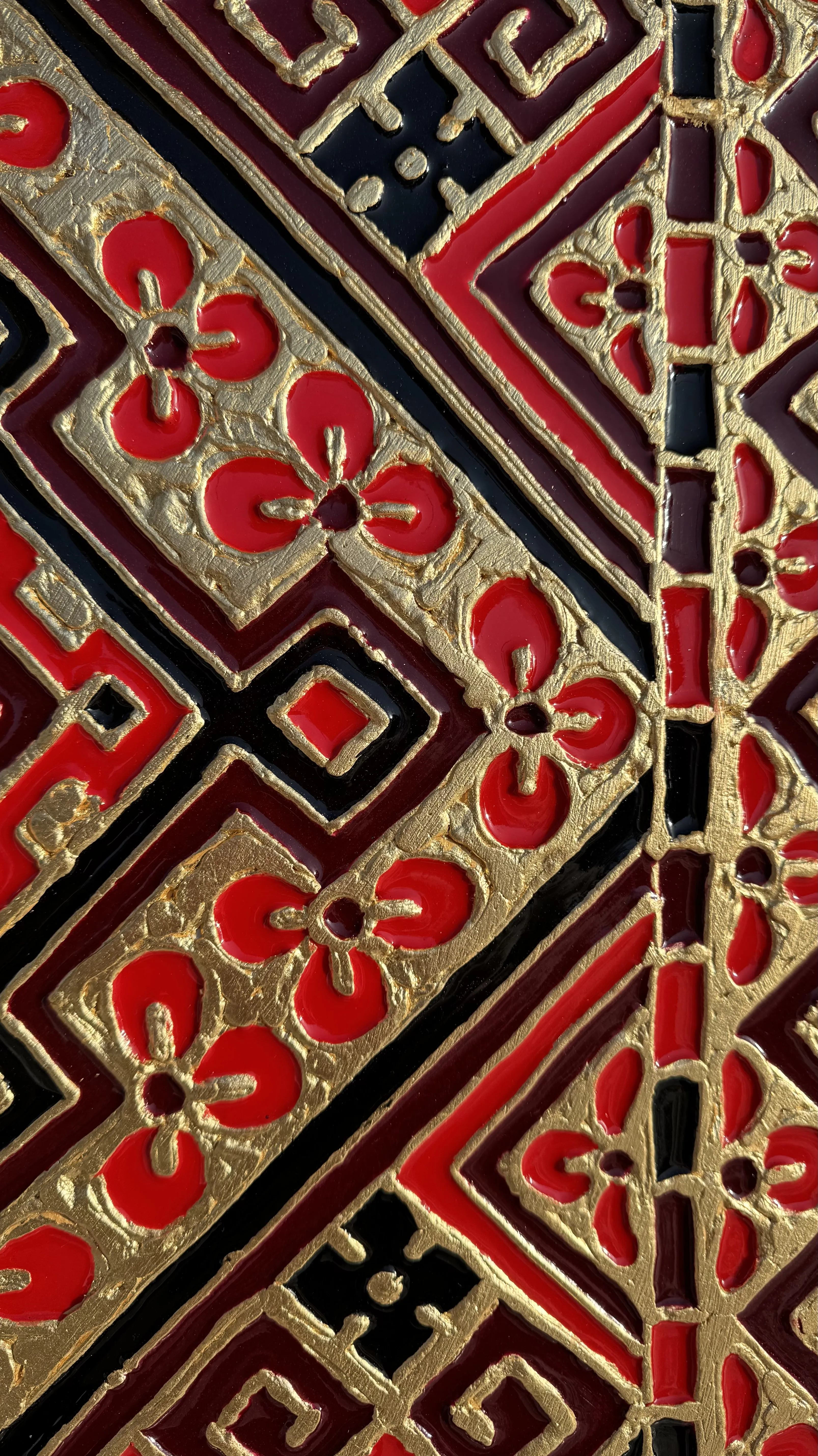 Image of Файні гени  by Kateryna Zubik, size: 50х100 см , made of Мдф, текстурна паста, епоксидна смола, акрил, поталь, Mixed media medium, from Україна, Львів, part of the Файні гени вишиванка series, priced at $600 (≈ 26,881 грн) Photo 5 of 5.