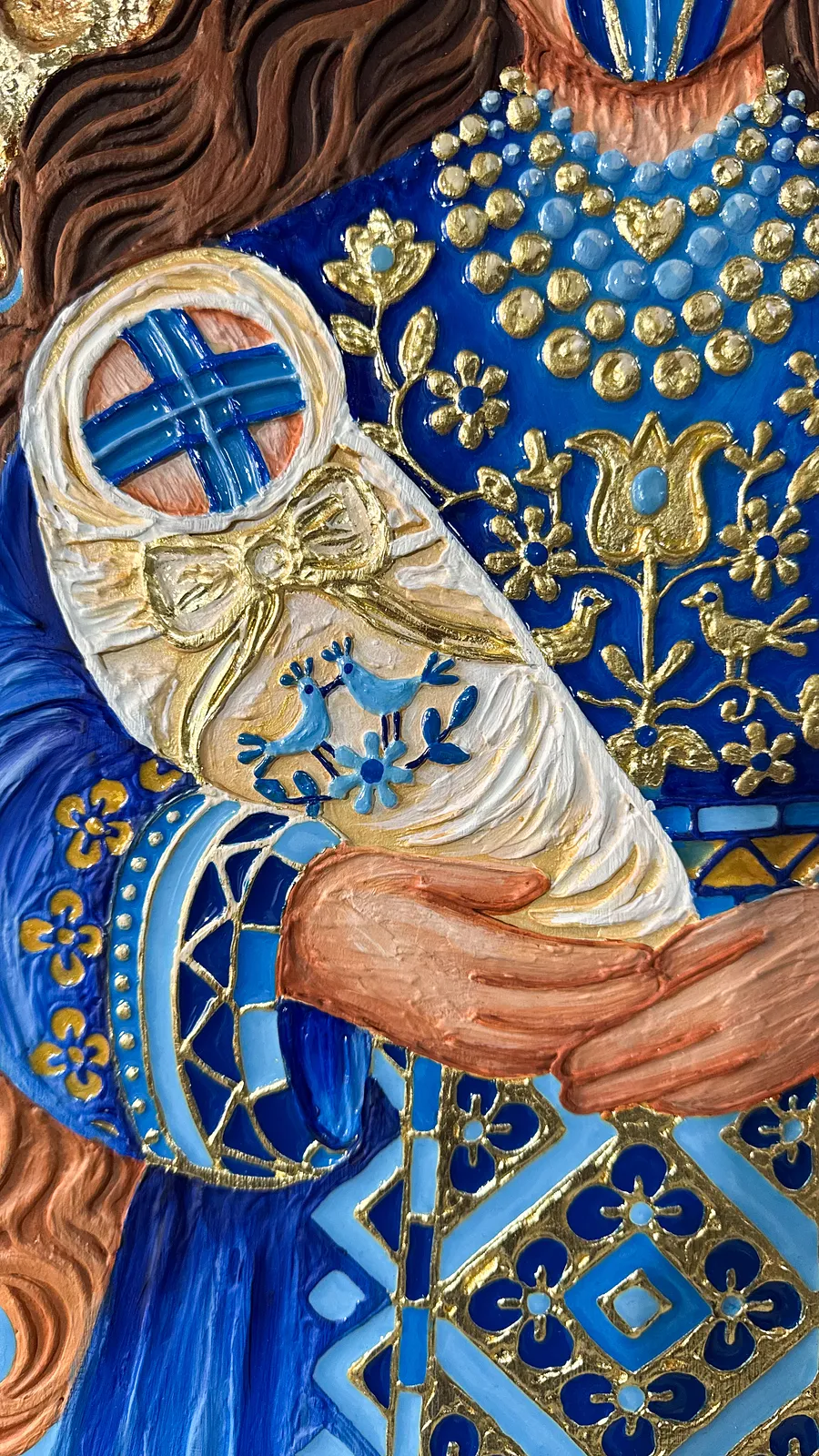 Image of Оберіг життя  by Kateryna Zubik, size: 40х60см, made of Мдф, текстурна паста, епоксидна смола, акрил, поталь, Mixed media medium, from Україна, Львів, part of the Мотанка series, priced at $350 (≈ 15,680 грн) Photo 3 of 8.