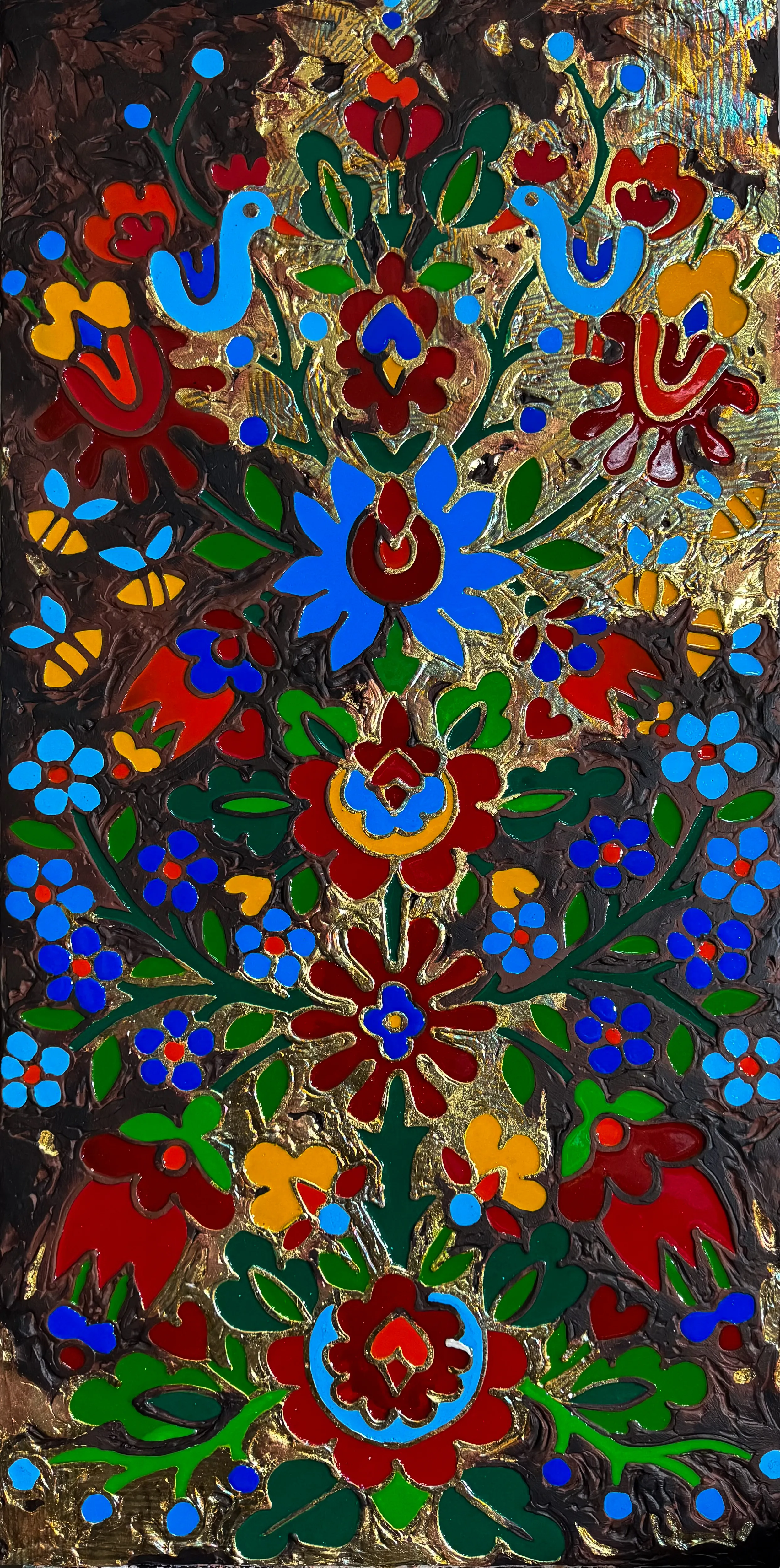 Image of Чорнозем by Kateryna Zubik, size: 60х120 см, made of Мдф, текстурна паста, епоксидна смола, акрил , поталь, Mixed media medium, from Україна, Львів, part of the Файні гени Дерево життя series Photo 1 of 8.