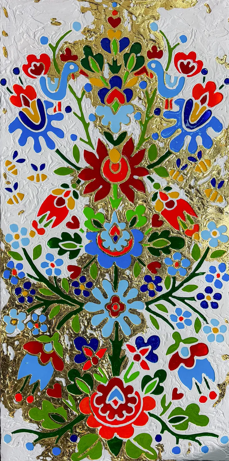 Image of Дерево життя by Kateryna Zubik, size: 60х120 см, made of Мдф, текстурна паста, епоксидна смола, акрил, поталь, Mixed media medium, from Україна, Львів, part of the Файні гени Дерево життя series Photo 1 of 7.